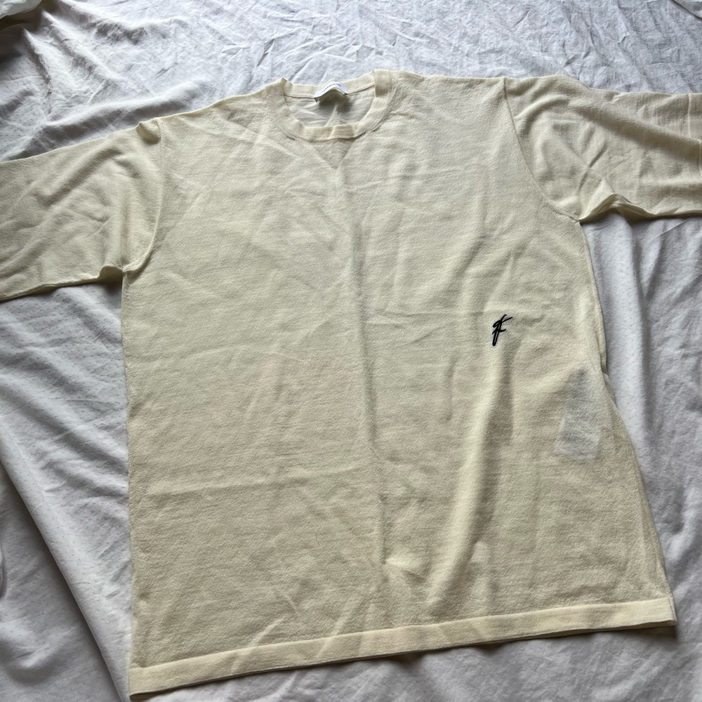 Salvatore Ferragamo Cream Long Sleeve Tee